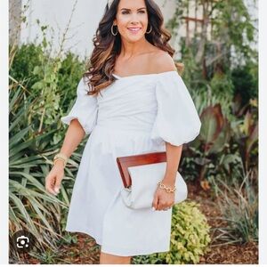 Express white puff sleeve dress - can be worn two ways!